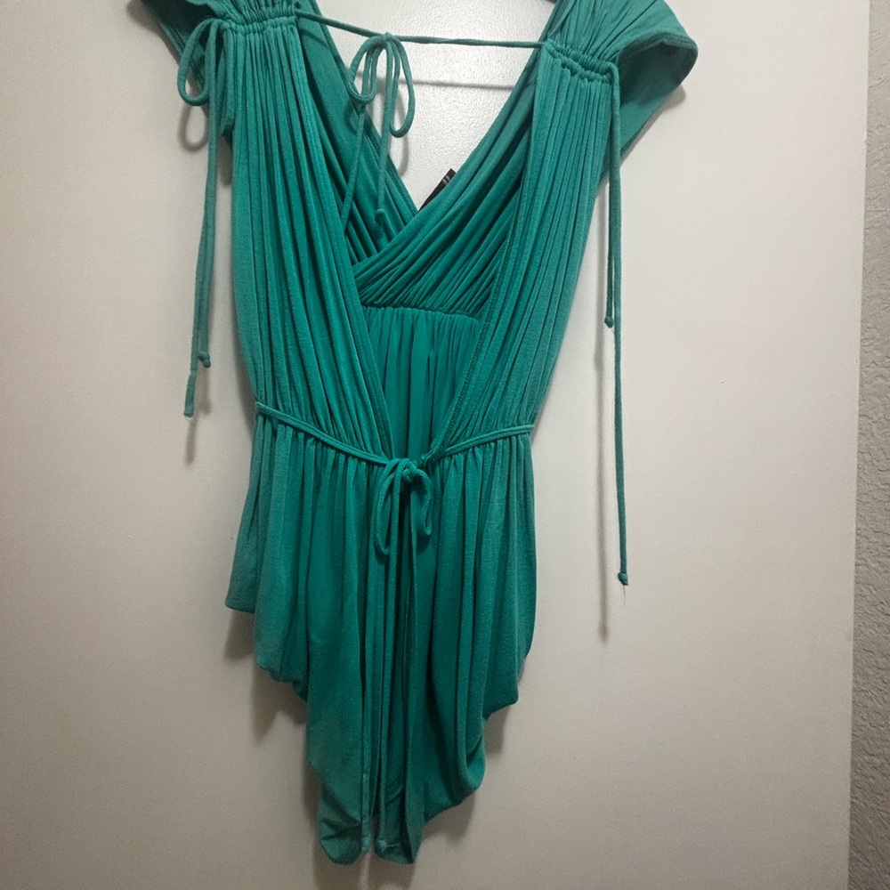 Teal Draped Sleeveless Top w/ Tie Details – Size Small – Night Out Ready 🩱